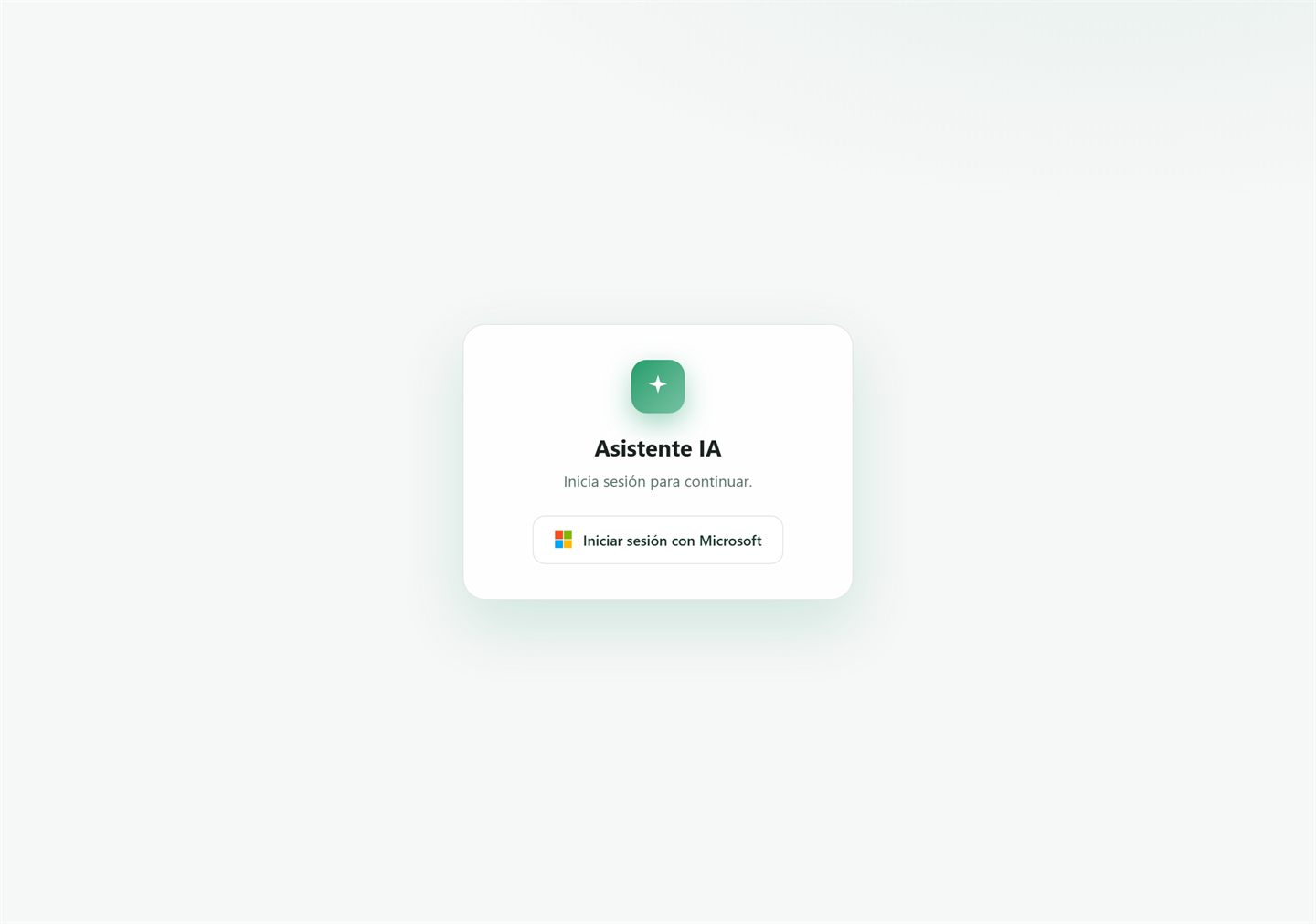 Pantalla de acceso del Asistente IA con inicio de sesión mediante la cuenta de Microsoft 365 del usuario.